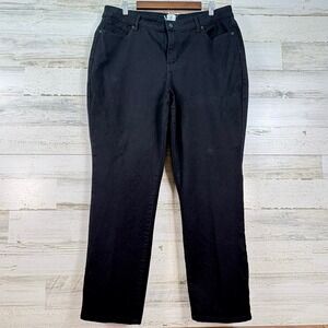Dressbarn Womens Black Straight Leg Pants Size 16S‎ Mid Rise Stretch Casual Work